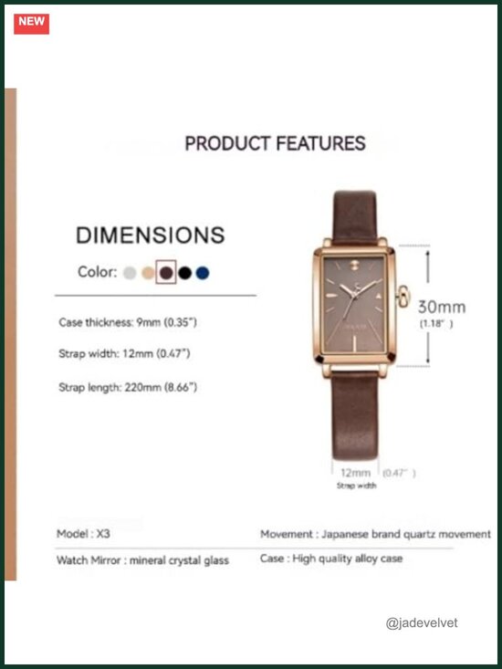 Vintage Women\'s Genuine Leather Watch Square Dial Japanese Quartz Waterproof main image 5